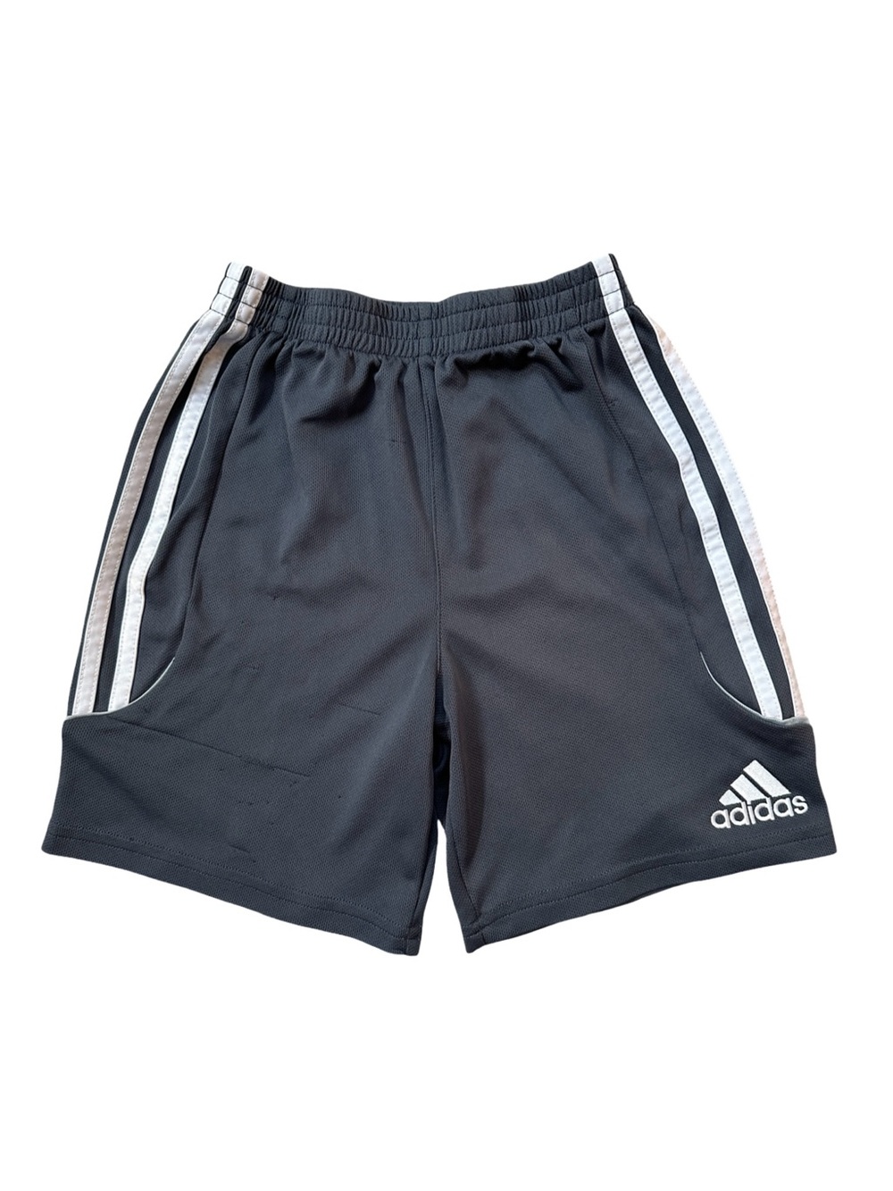 ⭐️ 5 for $25 adidas Boys Athletic Shorts Size 6 Gray White Striped